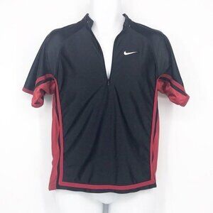 Nike Men's 1/4 Zip Cycling Jersey Black With red Trim